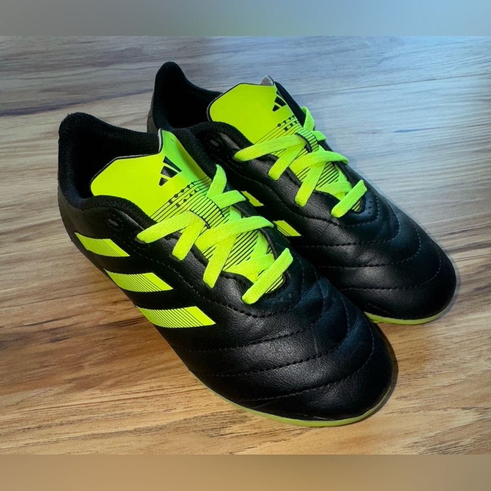 Adidas Kids Golletto VIII FG Cleats - Black and Neon Green